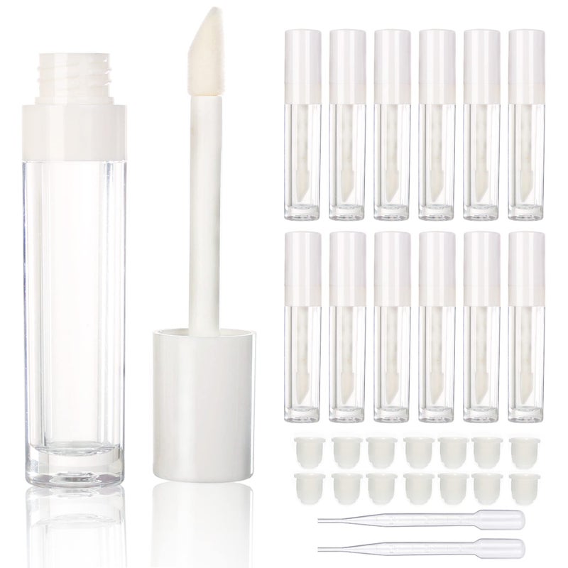 COSIDEA 14 قطعة أنبوب ملمع شفاه فارغ 8 مل كبير أنبوب خافي العيوب تعبئة بيضاء